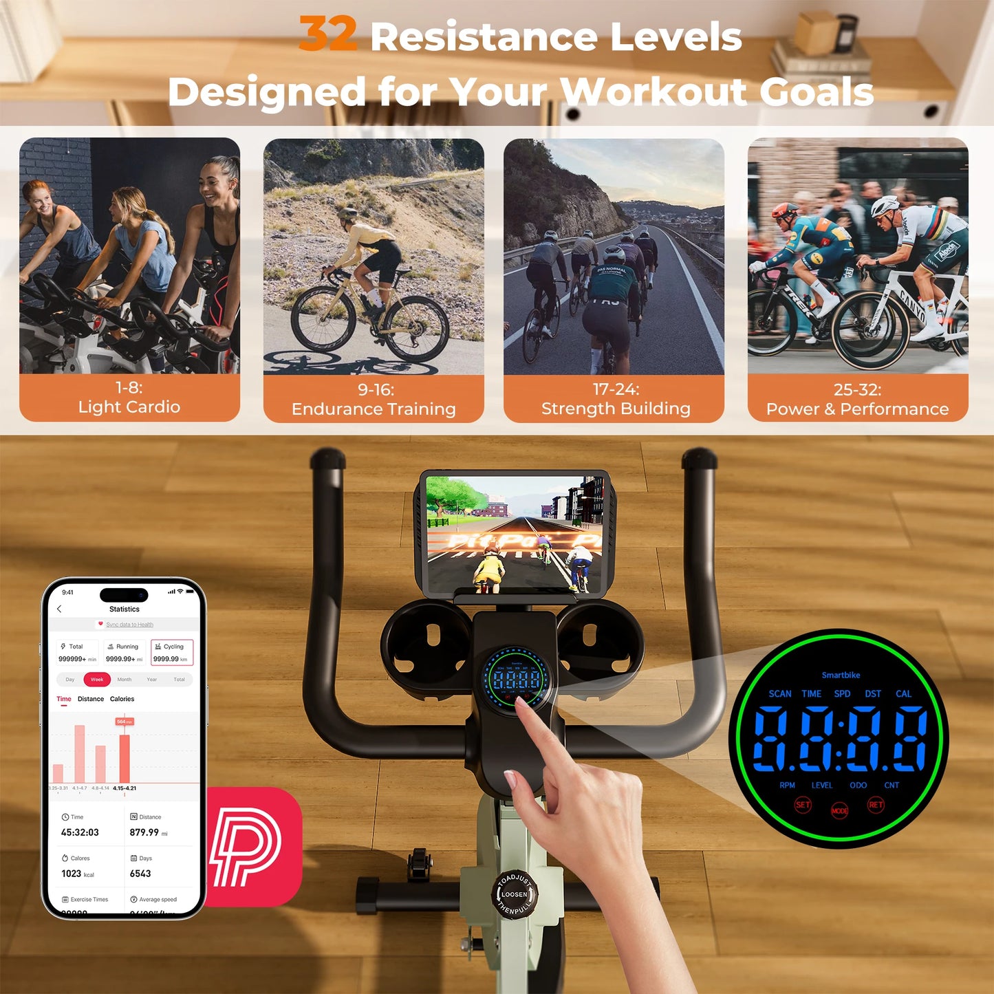 Vélo d’Exercice Magnétique avec Support Tablette